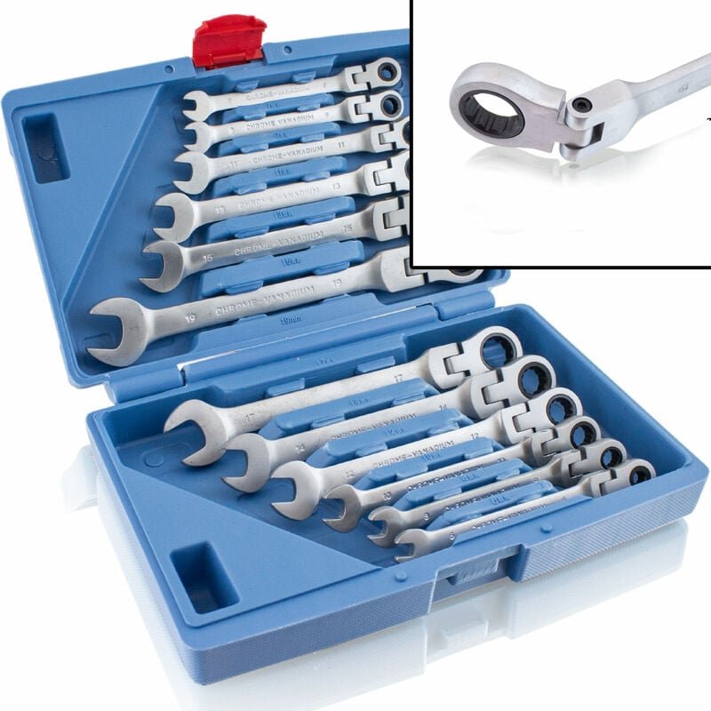 12 Teiliges Ratschenschlüssel Ratschen Ringschlüssel Knarren Ratschen 72 Zähne / 5 Grad Rückstellwinkel / Größen 6mm bis...