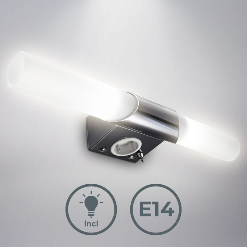 B.k.licht - Spiegelleuchte - 4,9W, 470lm, led, mit Steckdose, 45cm, warmweiß, chrom