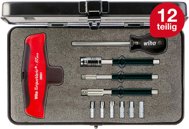 Drehmoment-Schraubendreher mit Quergriff Set TorqueVario-S , 12-teilig i mit Box i 5-14 Nm i T-Griff i Innensechskant, t...