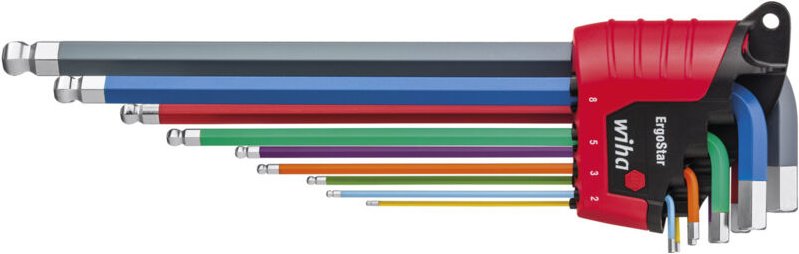 Stiftschlüssel Set im ErgoStar Halter Sechskant-Kugelkopf 9-tlg. farbig leuchtend (41483) - Wiha