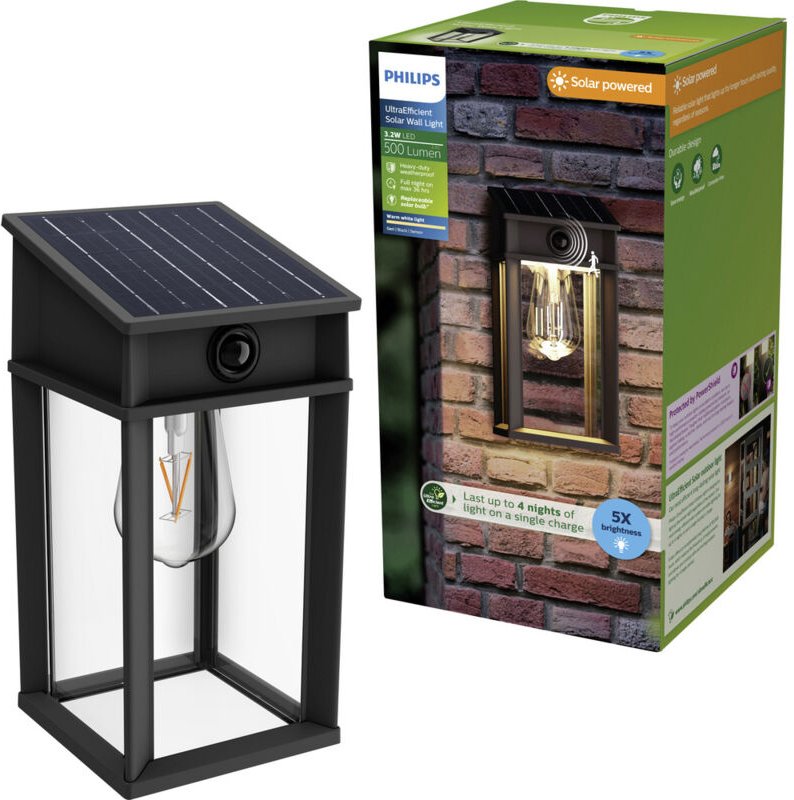 Philips Solar Wandleuchte Geri 33,5 x 18 x 18 cm warmweiß