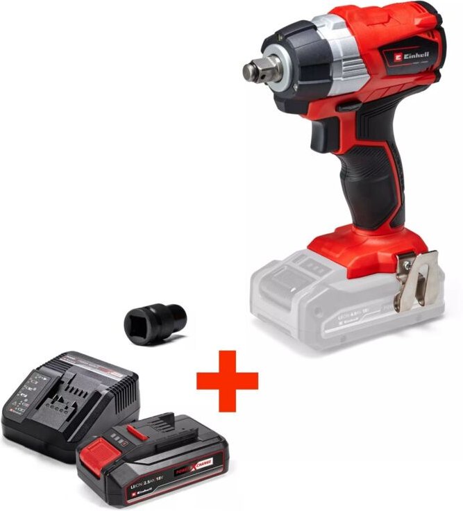 Einhell Akku-Schlagschrauber TE-CW 18 Li BL+ 1/2 Zoll Bit-Adapter & 2,5Ah Akku Starterkit