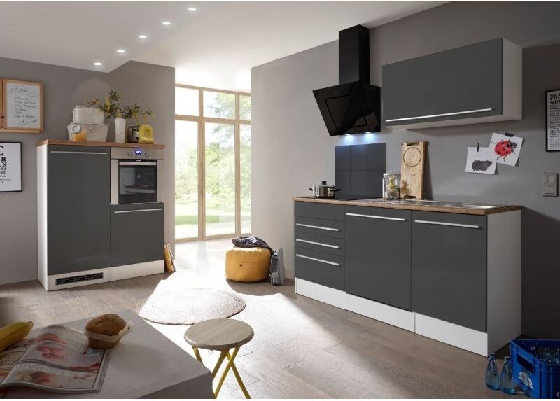 Küche Küchenzeile Leerblock Einbauküche Grau Gabriel 290 cm Respekta Premium