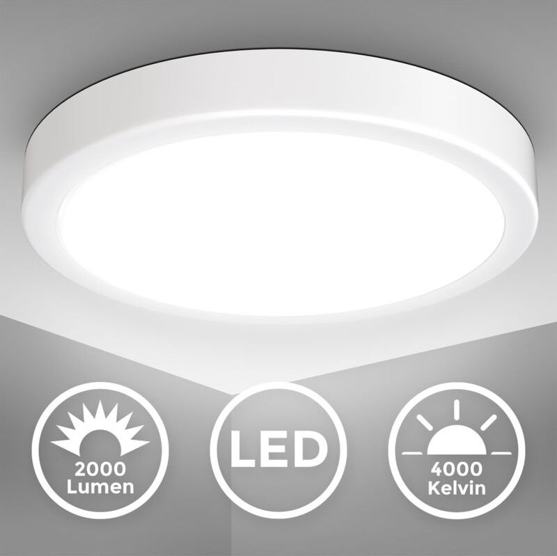 B.k.licht - Deckenlampe Ø28 cm - 18W, 2000lm, led, neutralweiß, weiß
