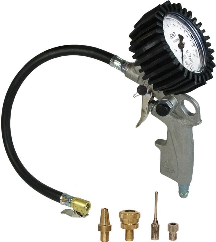 Df Tools - DF-Reifenfüller geeicht, präziser Luftdruckprüfer, Reifenfüllgerät mit 4 Adapter