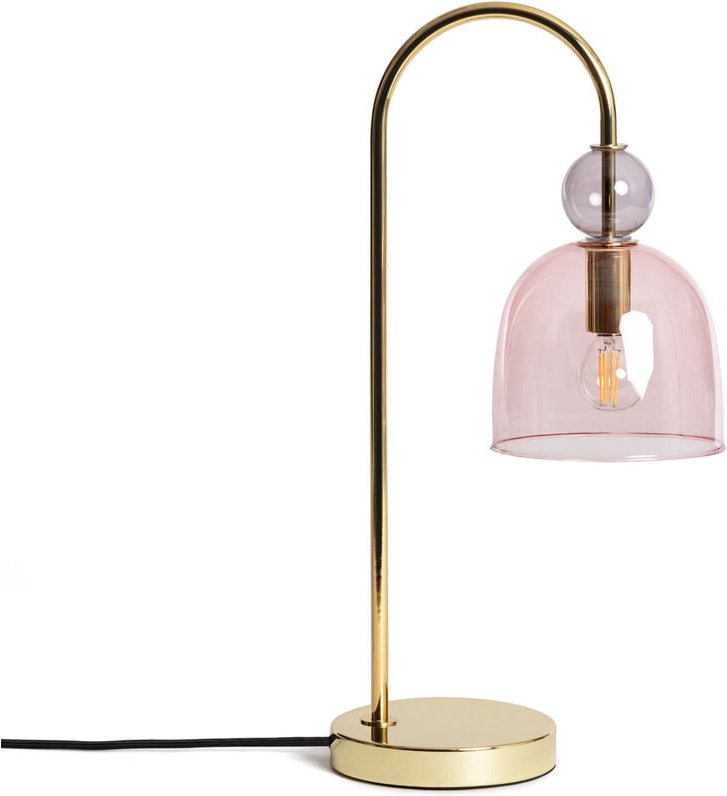 Tischlampe Metall und Glas Baudelaire Rosa