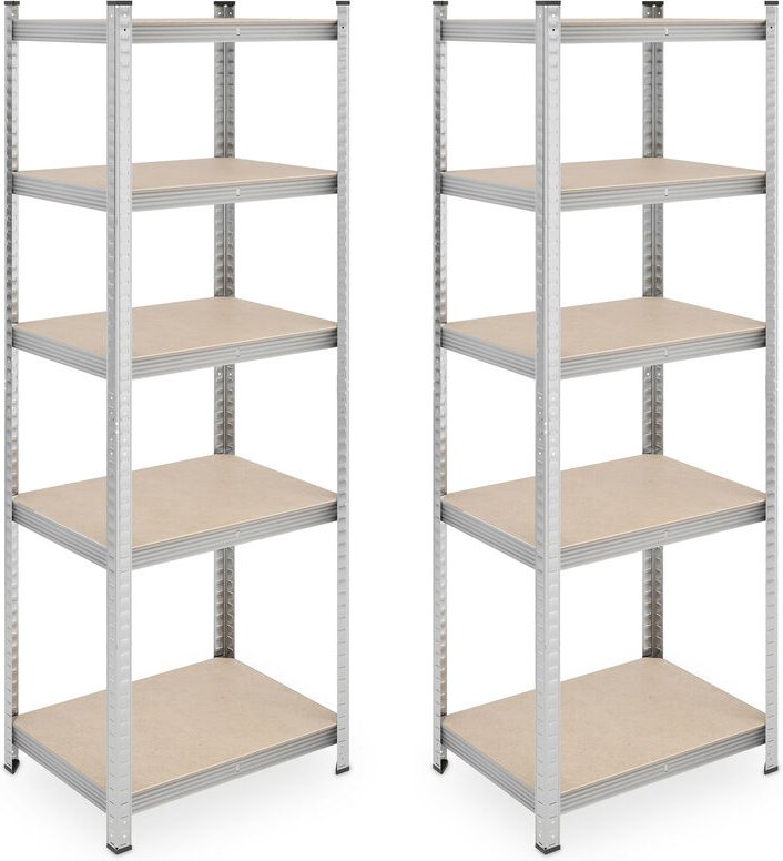 Schwerlastregal 2er Set, 500 kg, Stahl, Lagerregal, Keller, Garage, zum Stecken, hbt: 180 x 60 x 45 cm, silber - Relaxda...