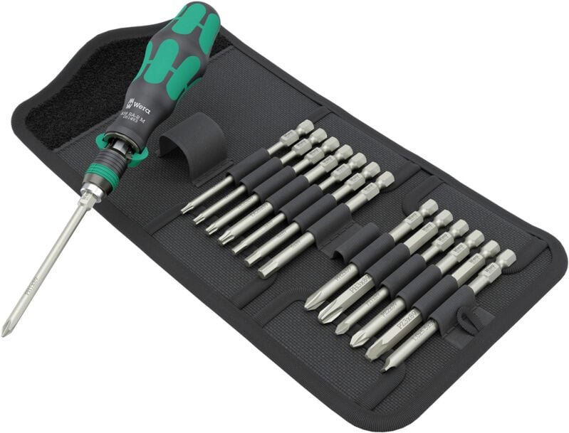 Kraftform Kompakt 838 ra-r m Set 1 Bits-Handhalter 1/4', 15-teilig - Wera