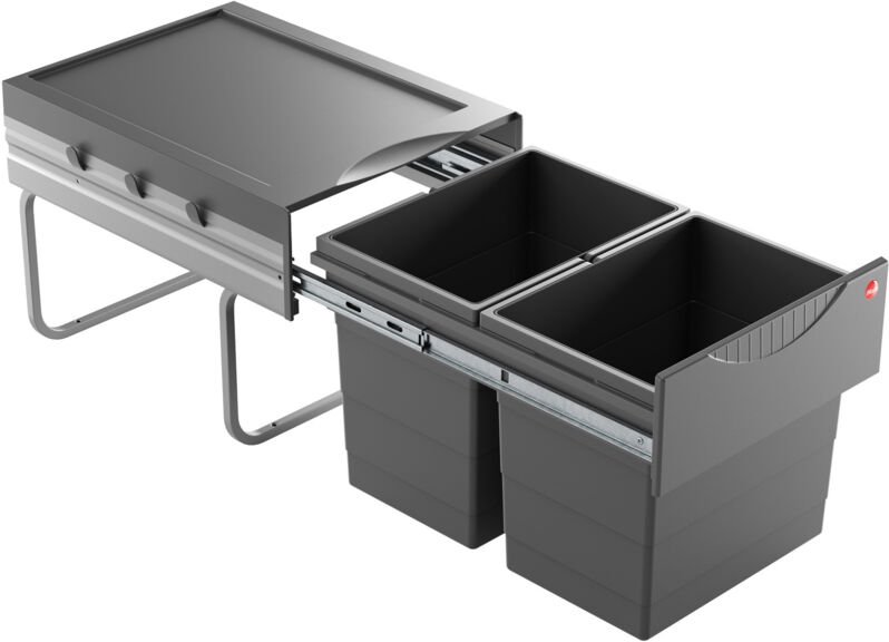 Hailo - Abfallsammler Mülleimer Mülltrennsystem Raumspar Tandem 18 L/18 l dunkelgrau