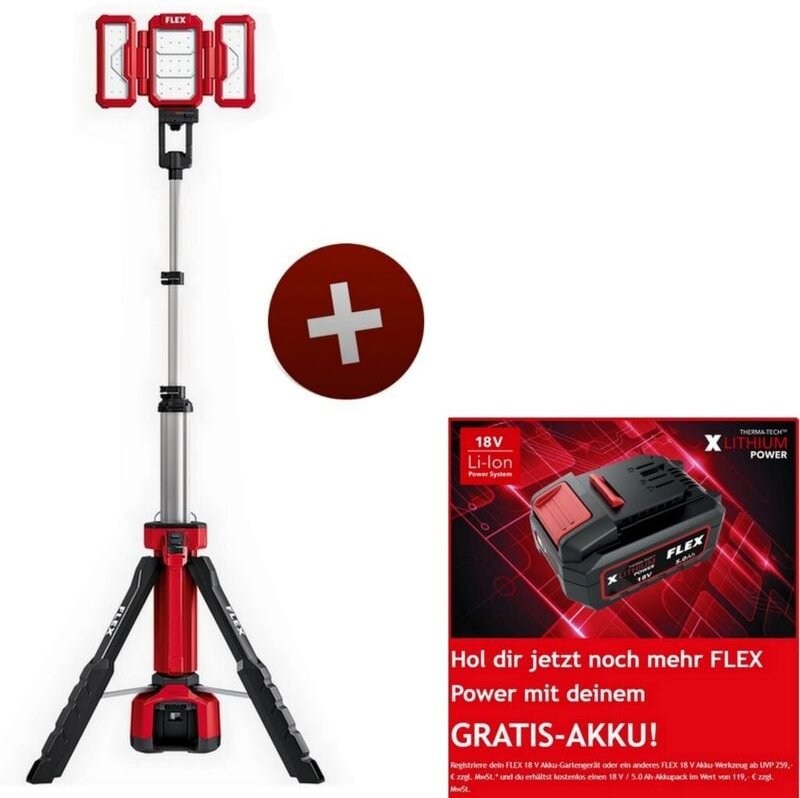 Flex - led Akku Baustrahler Strahler mit Stativ 18V TL4000 18.0/230 530375