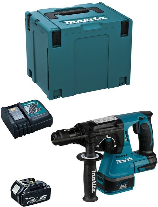Makita - Kombihammer DHR243RTJ1 (1 x 5,0 Ah + DC18RC + makpac 4)