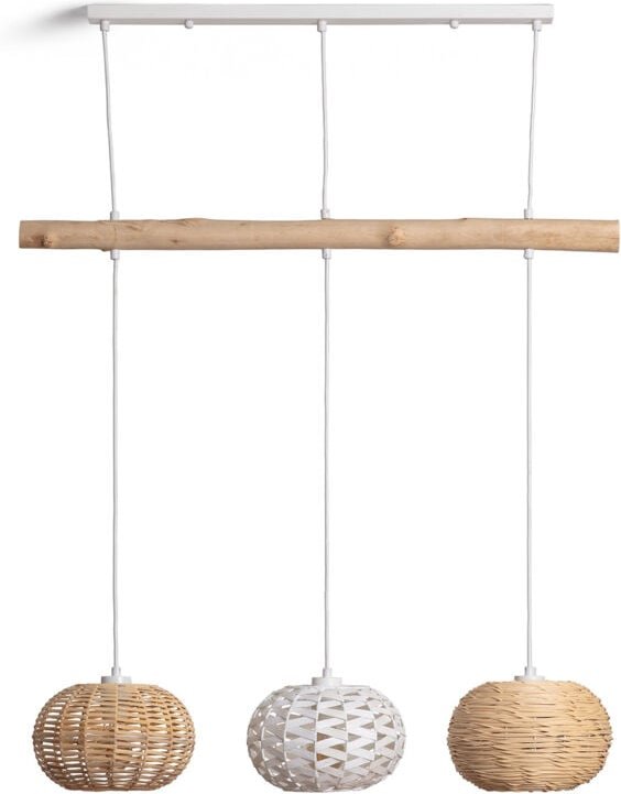 Pendelleuchte aus Rattan und Holz Linfen Natürlich
