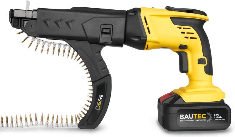BAUTEC Akku-Magazinschrauber » 18V 4Ah » Schnellschrauber » Trockenbauschrauber inkl. zwei Akkus, Koffer und Zubehör