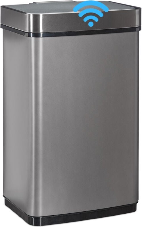 Relaxdays - Sensor Mülleimer 60l, Abfalleimer, Küchenmülleimer aus Edelstahl, mit Bewegungssensor, batteriebetrieben, gr...
