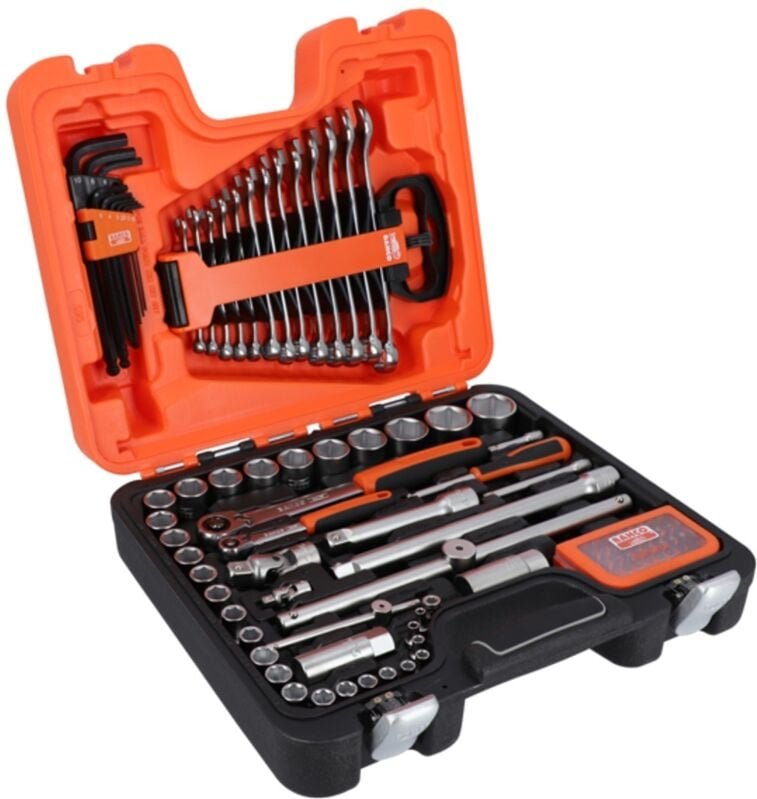 Bahco Steckschlüssel-Satz mit Ring-Maulschlüsseln, Winkelschraubendrehern und Bits - 96-tlg.