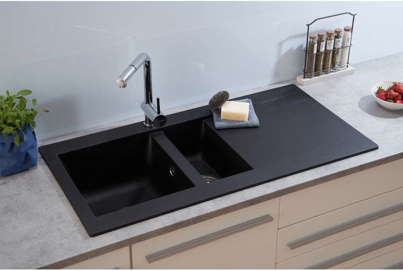 respekta Mineralite Einbauspüle 1,5 Becken Denver 100 x 50 cm Spüle Spülbecken