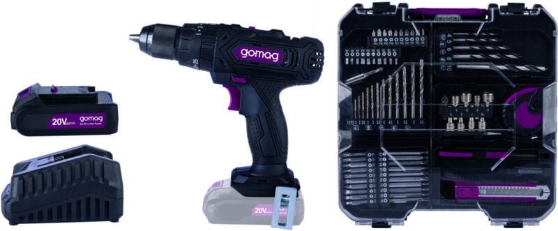Gomag Akku-Schlagbohrschrauber-Set Akku Schrauber GO-CSK74/1 20V Akku Ladegerät