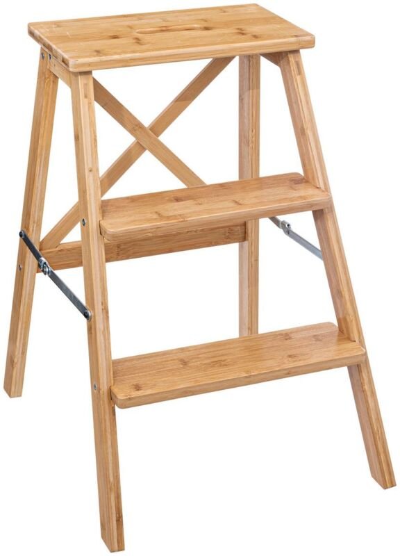 5five Simply Smart - Leiter, klappbar, Bambus, 3 Stufen, 63,5 cm
