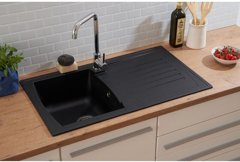 Einbauspüle Respekta Mineralite Spülbecken 86 x 50 schwarz