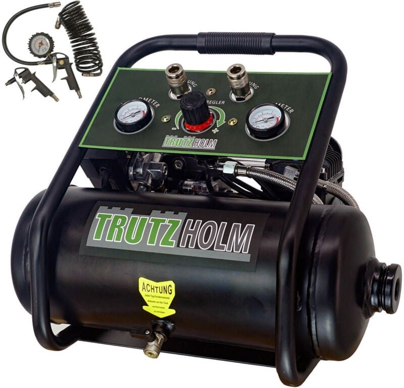 Premium Brushless Silent Flüsterkompressor 9L – leiser Kompressor 900 W, 62 dB, 8 bar inkl. Zubehör