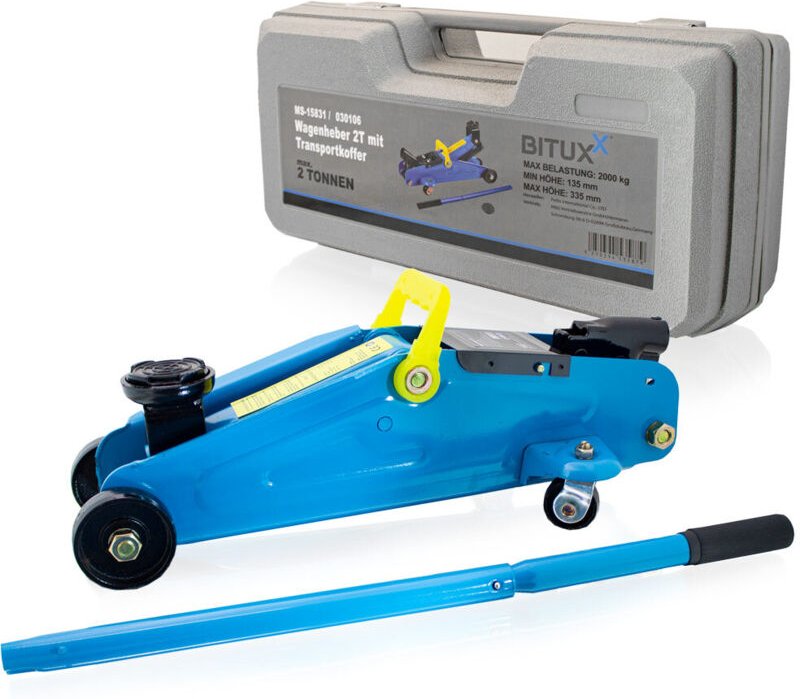 Hydraulischer Rangierwagenheber 2T flach Wagenheber hydraulisch 2 Tonnen Hubhöhe von 13,5 cm bis 33,5 cm inkl. Gummiaufl...