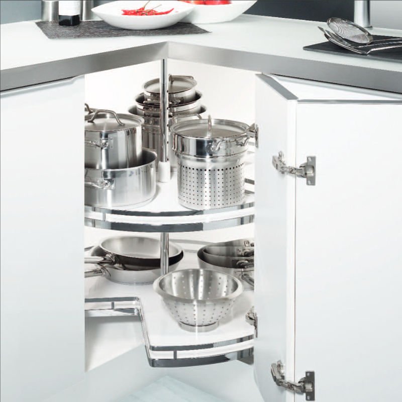 Kesseböhmer - 3/4-Kreis ARENAplus classic Drehbeschlag für 80er Eckschrank, silbergrau/ grau