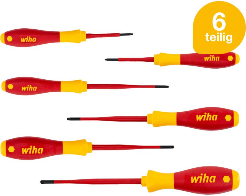 Schraubendreherset SoftFinish slimFix (36558), 6 teilig, Schraubenziehersatz vde Elektriker, isoliert 1000v, Torx - Wiha