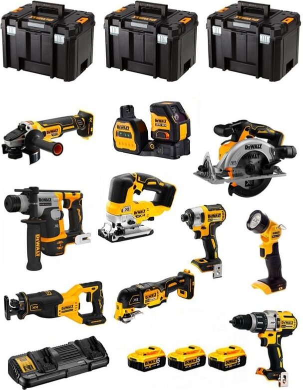 DeWALT Kit DCK1012P4T (DCD796+DCF887+DCS565+DCS382+ DCS356+DCS334+DCH172+DCG405+DCE088NG18+DCL040+4x5,0Ah +DCB132+3xTSTA...