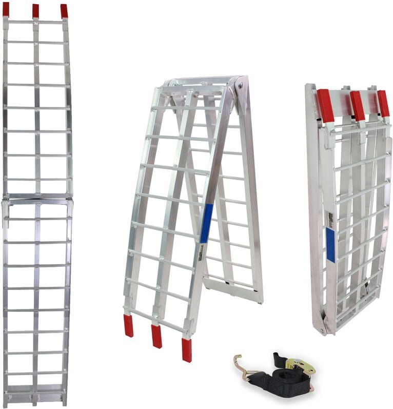 TRUTZHOLM 1 x Auffahrrampe klappbar 180 cm Traglast 340 kg Alu grau Riffelstab Verladerampe