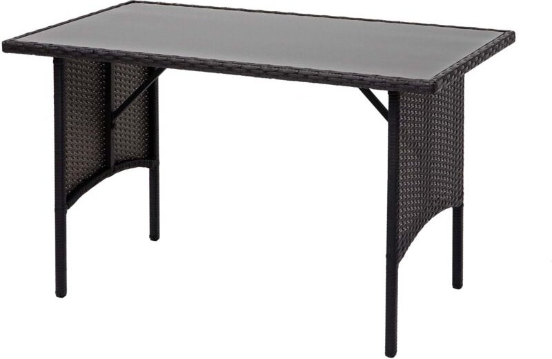 HHG - Poly-Rattan Esstisch 794, Esszimmertisch Gartentisch Tisch, Gastronomie 112x60cm schwarz