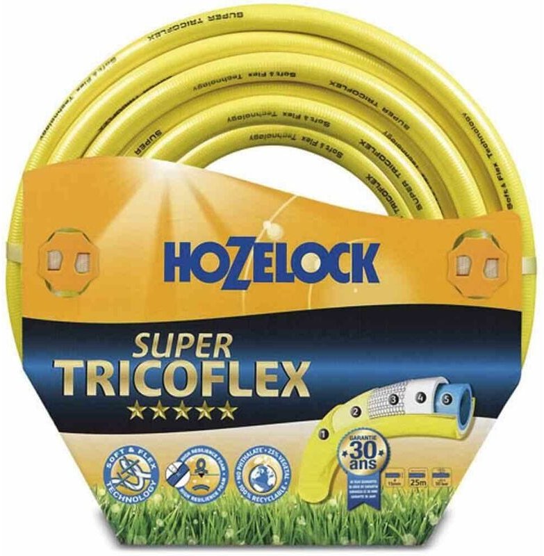 Hozelock - Super Gartenschlauch, 50 m, 19 mm (3/4'), Trikotgewebe, aus pvc, in gelb, Berstdruck: 27 bar