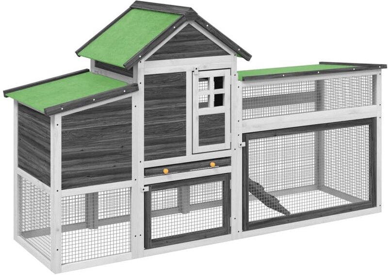 Hühnerstall Grau 186,5x58,5x113 cm Massivholz Kiefer - Vidaxl