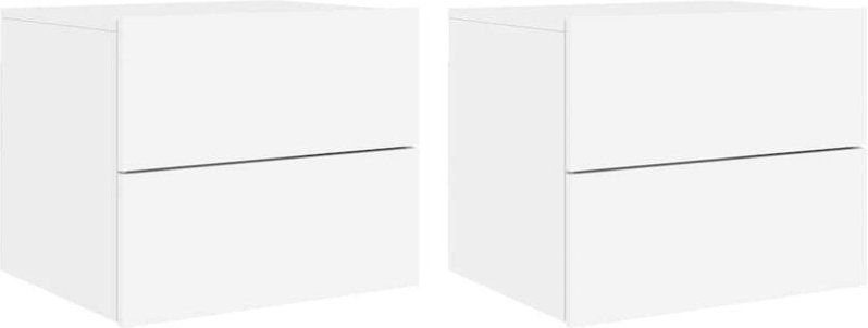 Wand-Nachttische mit LED-Leuchten 2 Stk. Weiß Vidaxl