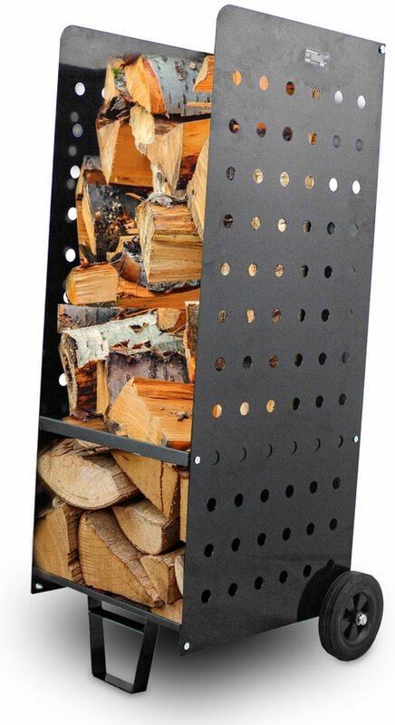 Kaminholz Wagen Karre Transportkarre Holzwagen Holzkorb Kaminwagen Brennholzwagen für Holz bis 100 Kg - Bituxx