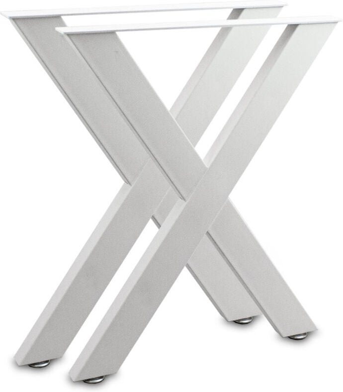 Tischbeine Tischkufen Tischgestell Tischuntergestell Stahl Metall Eckig (Kreuz 72x60, Weiß)