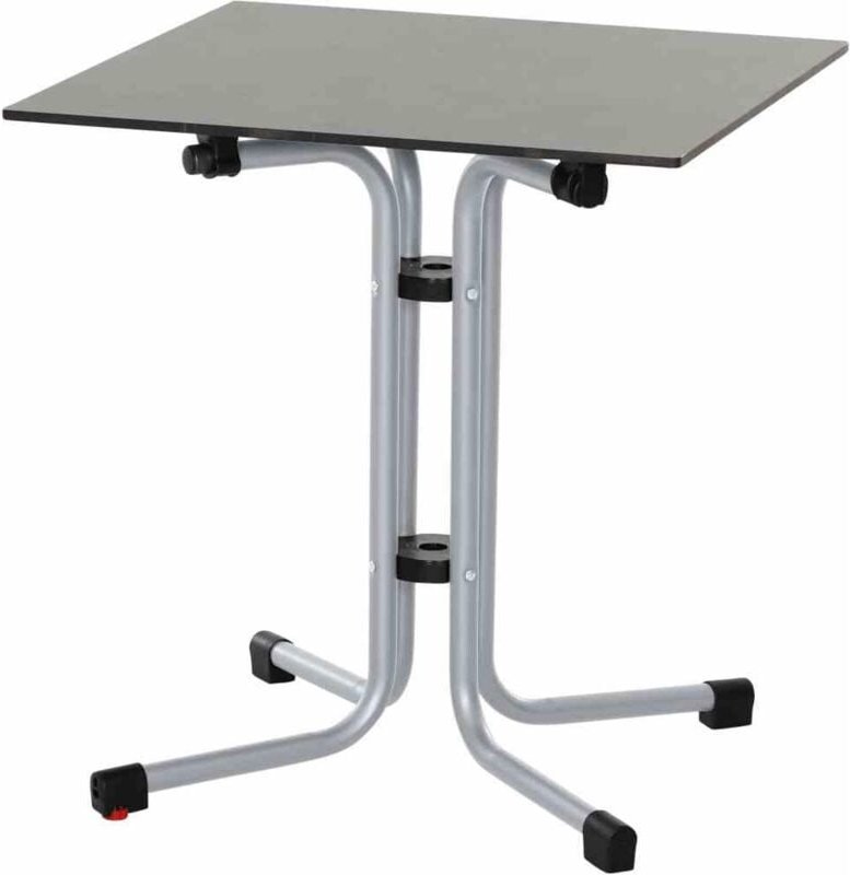 Siena Garden - Sola Klapptisch 60x60 cm, silber Gestell aus Stahl in silber, Tischplatte aus hpl in dark stone