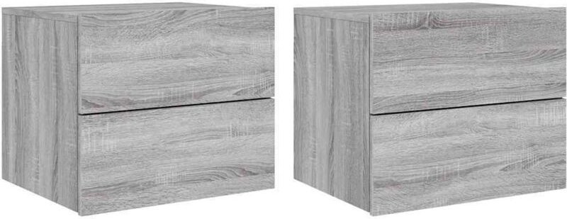 Wand-Nachttische mit LED-Leuchten 2 Stk. Grau Sonoma vidaXL