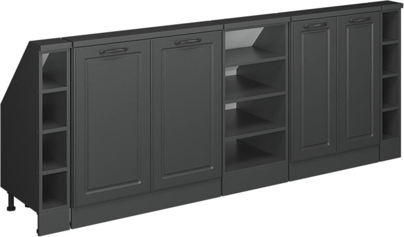 Dachschrägenschrank Rion, Anthrazit/Anthrazit Landhaus, 5er Set, Vicco