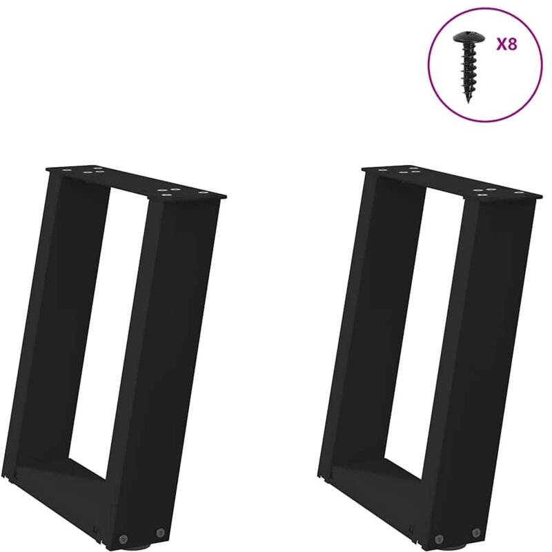 Couchtischbeine U-Form 2 Stk. Schwarz 28x(42-43) cm Stahl Vidaxl