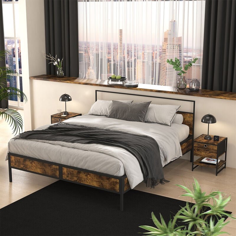 Thumbnail - Vicco - Nachttisch Fyrk, Eiche rustikal, 40 x 50 cm 2er-Set