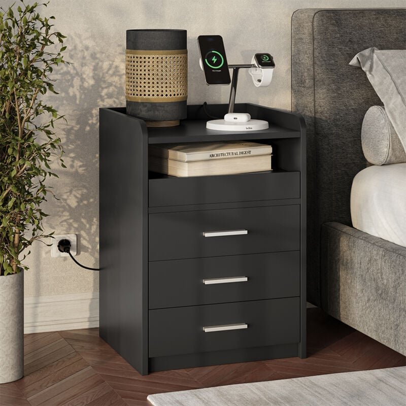 Nachttisch Edis, Anthrazit, 2er Set, Vicco