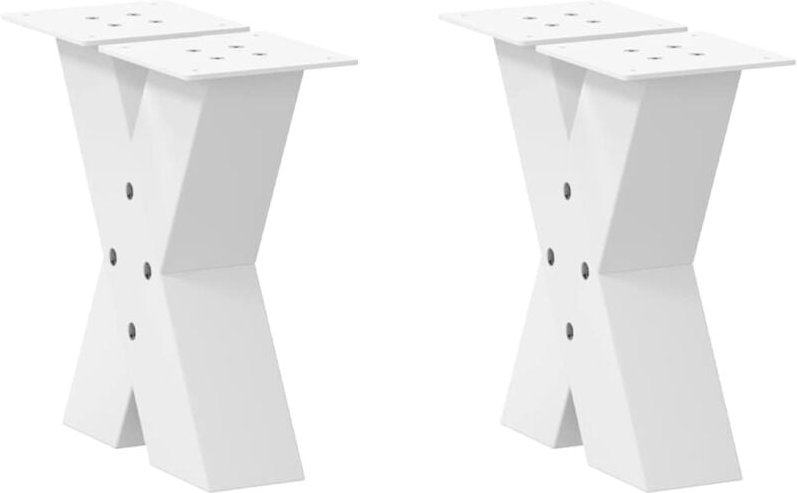 Couchtischbeine X-Form 2 Stk. Weiß 30x(30-31) cm Stahl Vidaxl