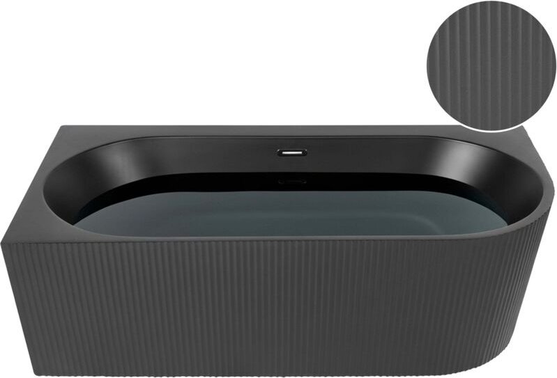 Eckbadewanne GOCTA rechtsseitig 170 x 80 cm Schwarz