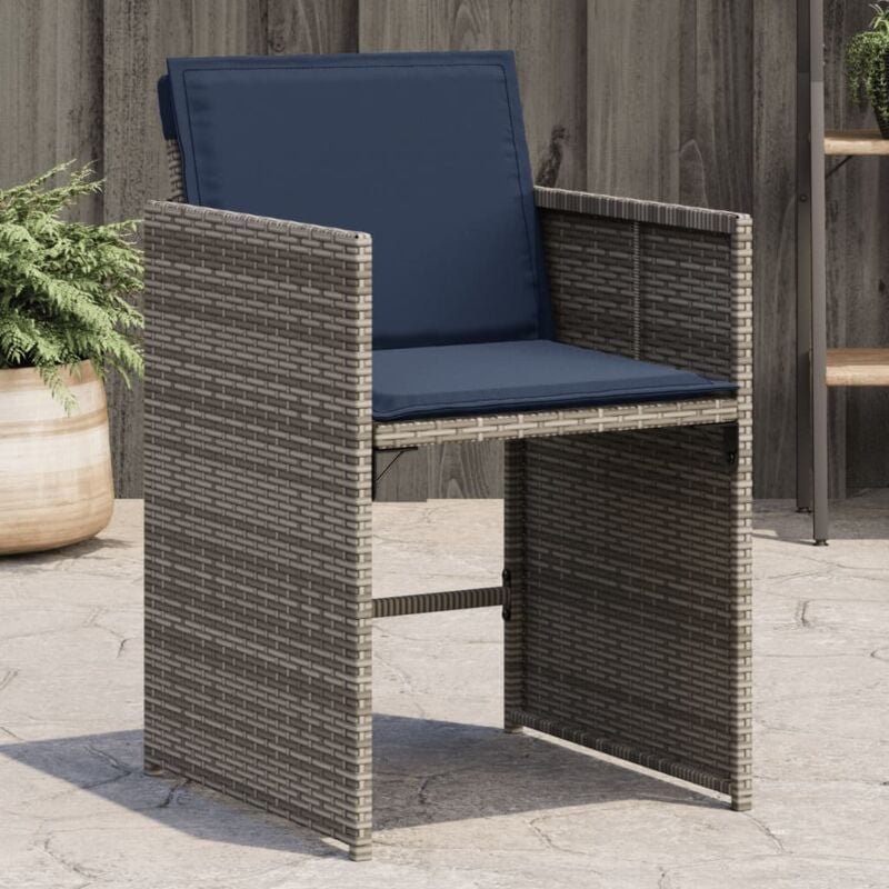Vidaxl - Gartenstühle mit Kissen 4 Stk. Grau Poly Rattan