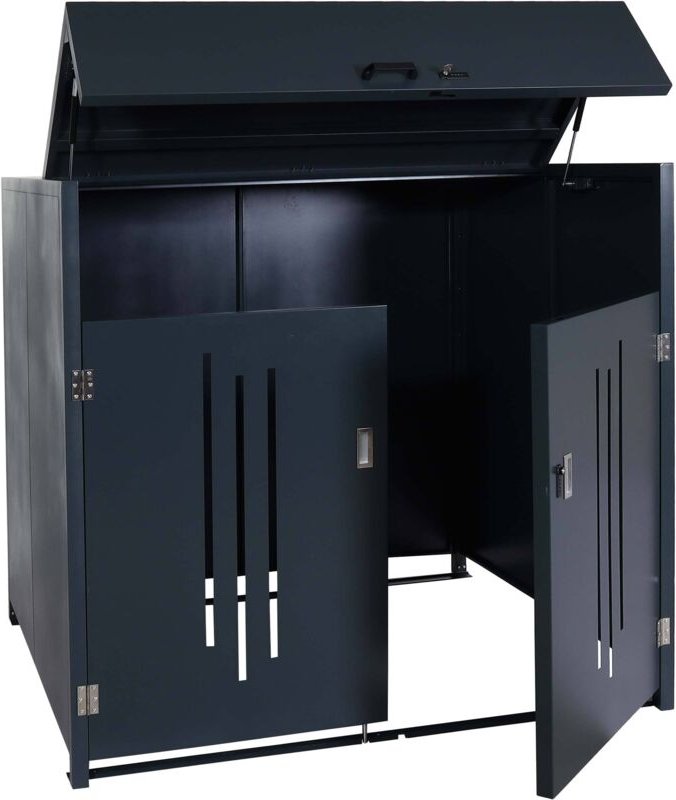 Müllcontainerverkleidung HHG 924, Müllcontainerbox Industrie-Abfallcontainer, Container bis 1100L 154x160x136cm, Stahl