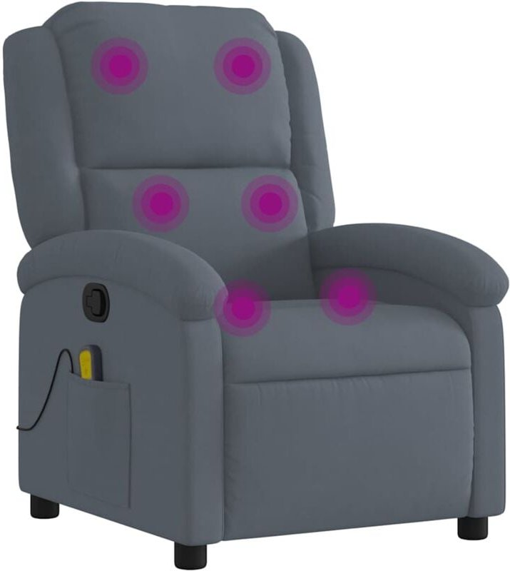 Massagesessel Dunkelgrau Samt - Vidaxl