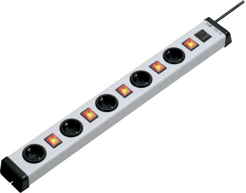 Ehmann - 0235x01054301 Steckdosenleiste mit Schalter 5fach Grau, Schwarz Schutzkontakt 1 St.