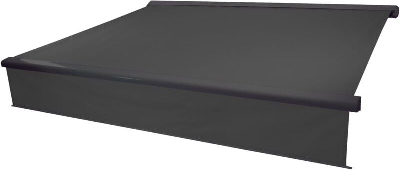 Elektrische Vollkassetten-Markise HHG-606, 4x3m ausfahrbarer Volant Polyester anthrazit, anthrazit