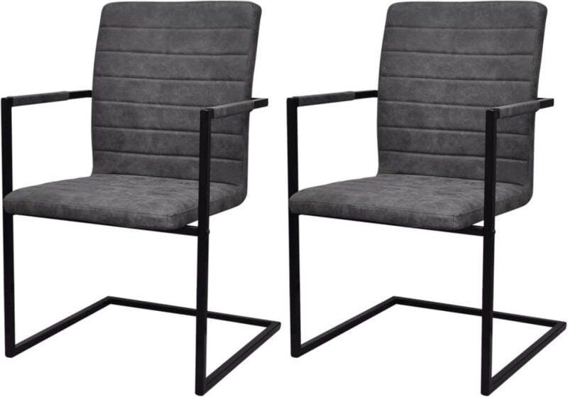 Thumbnail - Freischwinger 2 Stk. Grau Kunstleder Vidaxl