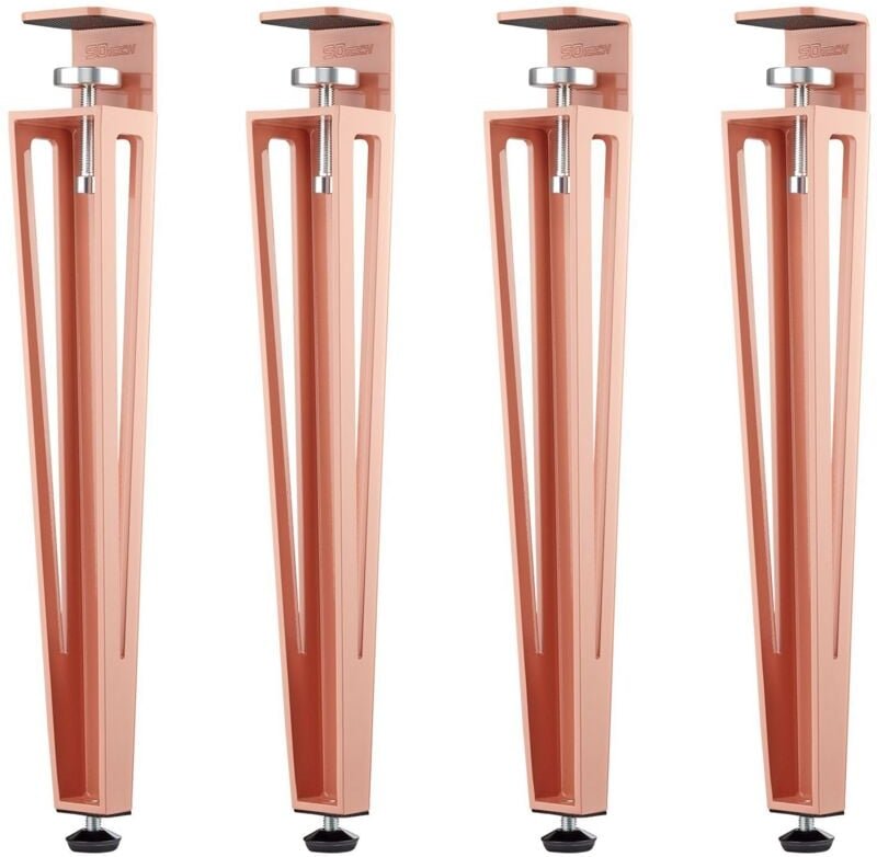 Sotech Tischbein ColorLine in F-Form konisch zulaufend von 70 auf 40 mm mit Klemmschraube (ohne Bohren) für Beistelltisc...